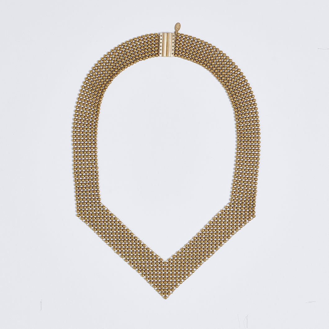queen ball mesh brass necklace #1