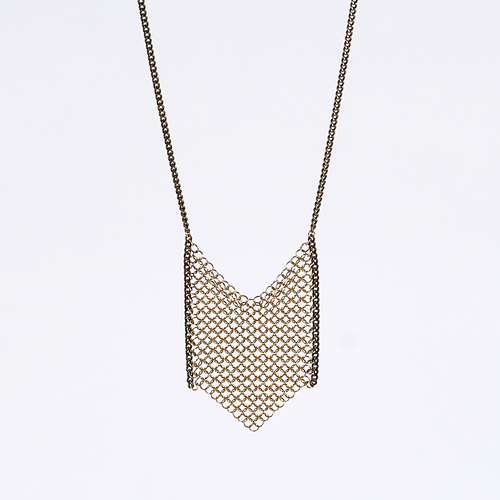 waterfall ring mesh brass necklace #3