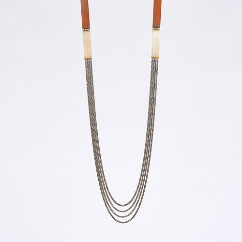 strapped edgy dual brass necklace #1