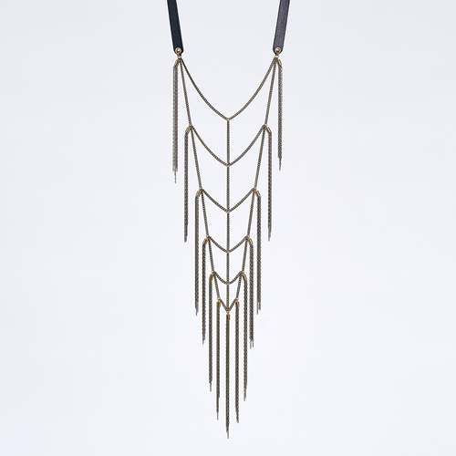 strapped native brass necklace #1