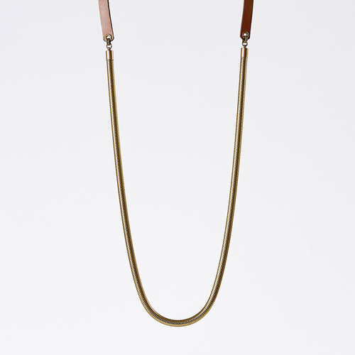 strapped snake chain brass necklace #1