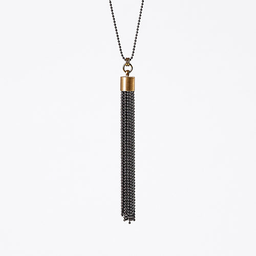 tassel ball chain L brass necklace #2