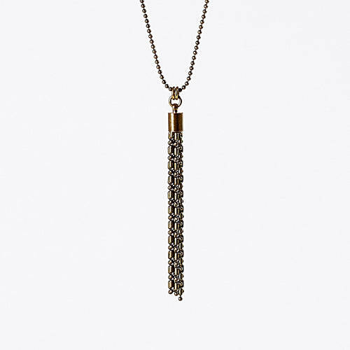 tassel ball chain S brass necklace #7