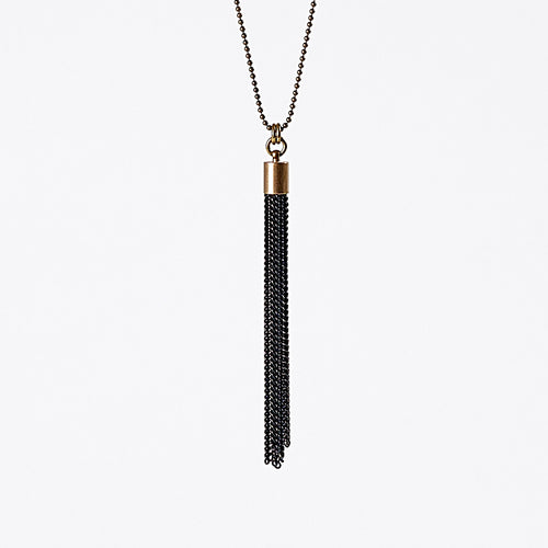 tassel curb chain M brass necklace #3