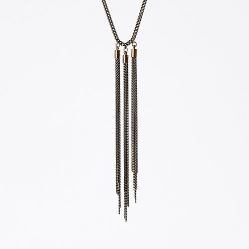 tassel curb chain native brass necklace #2