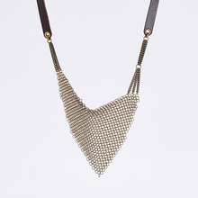 strapped ring mesh brass necklace #3
