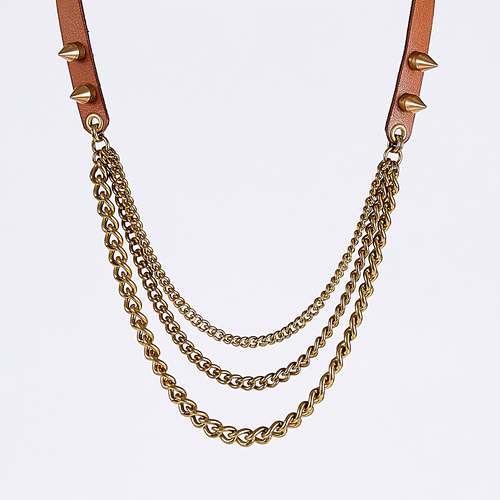 strapped tidy spike brass necklace #2