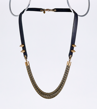 strapped messy L spike brass necklace #1