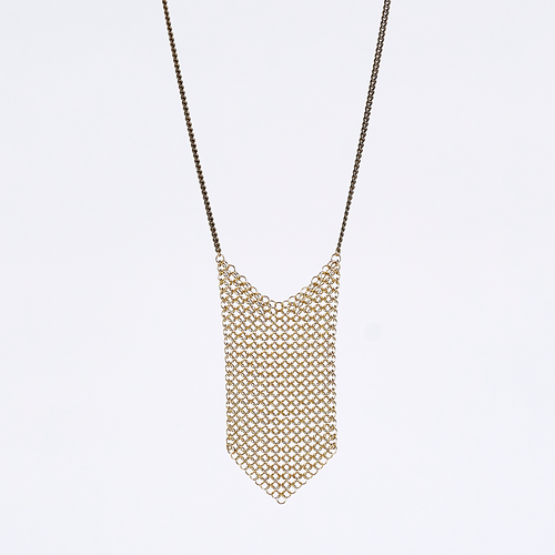waterfall ring mesh brass necklace #1