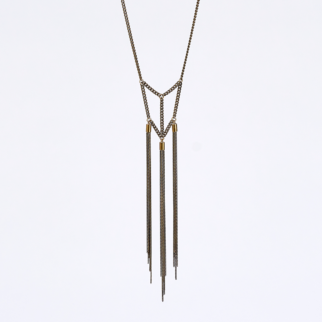 tassel curb chain native brass necklace #3