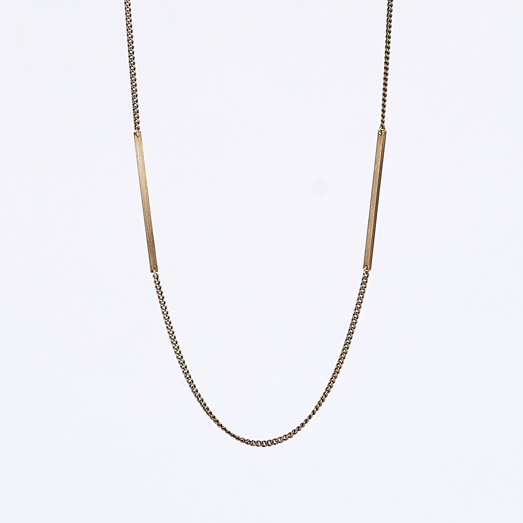 handcrafted edgy beam brass necklace