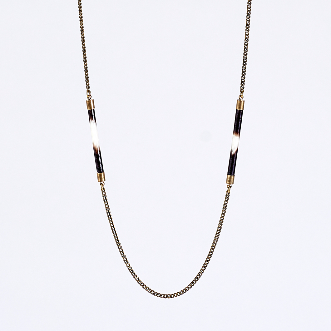 nature porcupine dual brass necklace #1