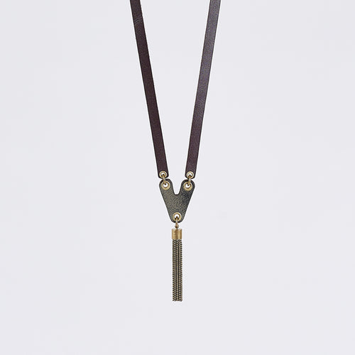 strapped tassel brass necklace #1