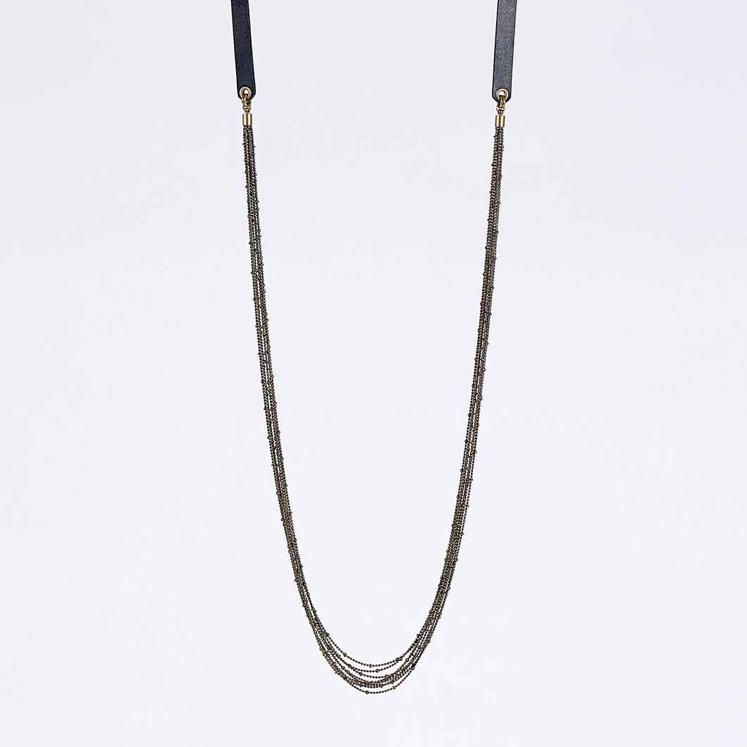 strapped messy S brass necklace #3