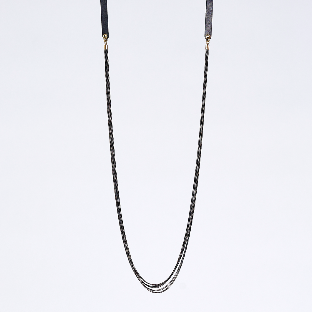 strapped messy S brass necklace #1