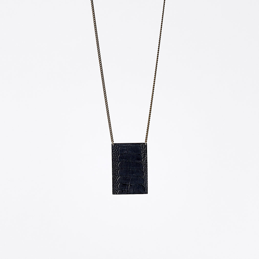 shield ostrich black brass necklace #5