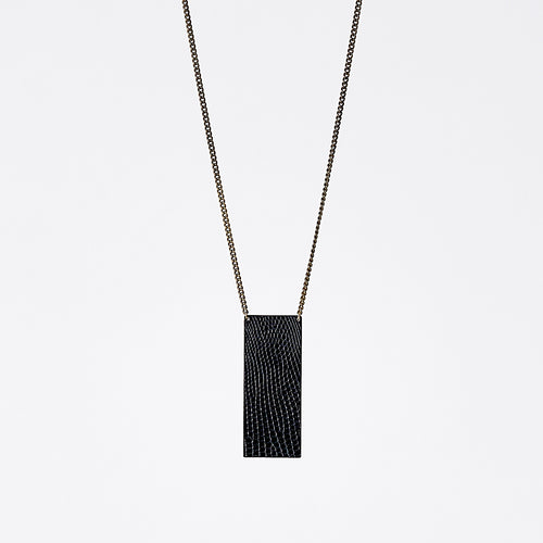 shield ostrich black brass necklace #1