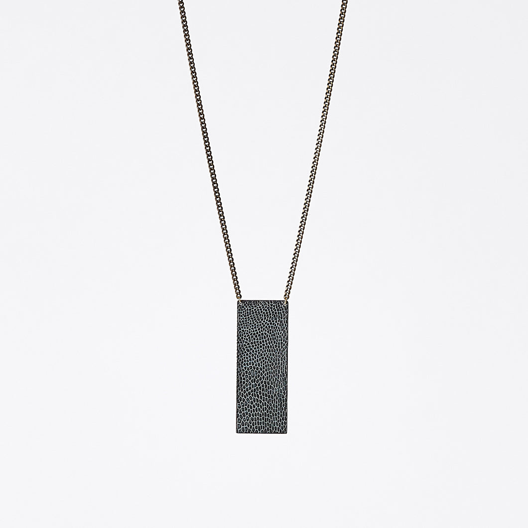 shield ostrich grey brass necklace #2