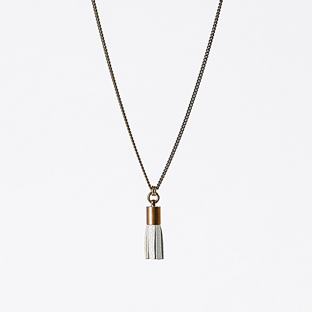 tassel leather S brass necklace #1