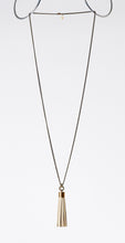 tassel leather XL brass necklace #1