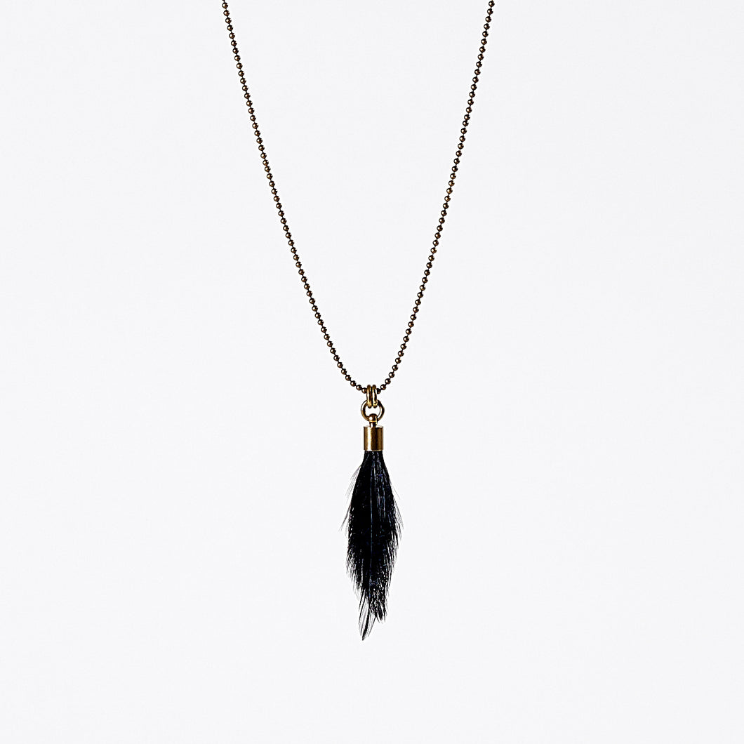 nature feathers brass necklace #1
