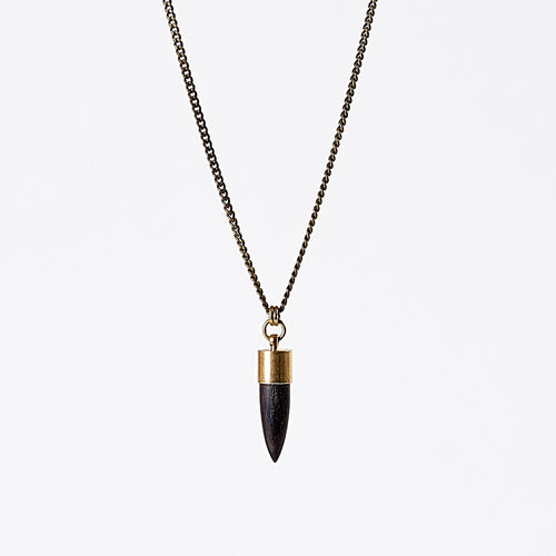 nature wood L brass necklace #1