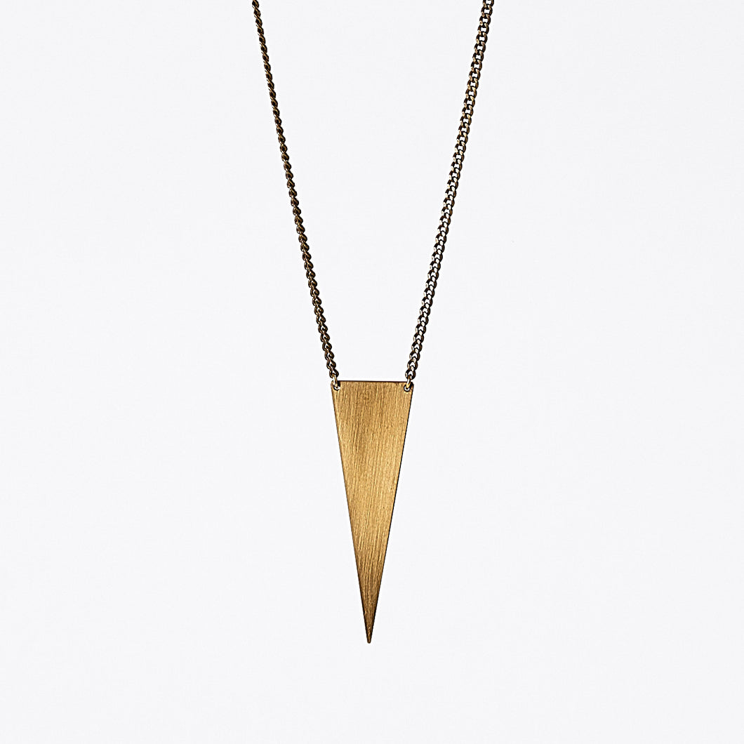 edgy triangle L brass necklace #2 by ronijewelry