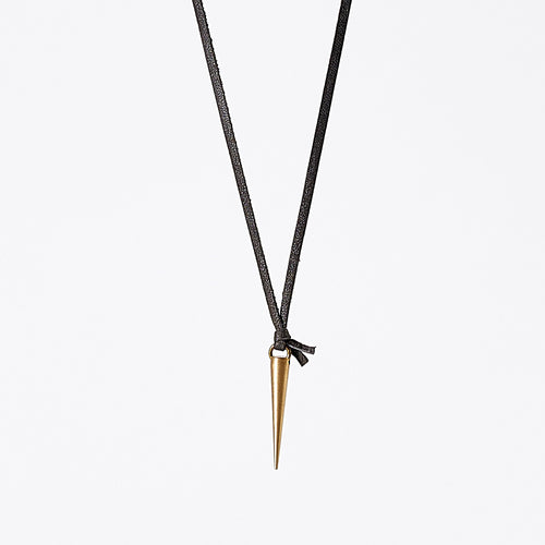strapped light pieces spike brass necklace #1