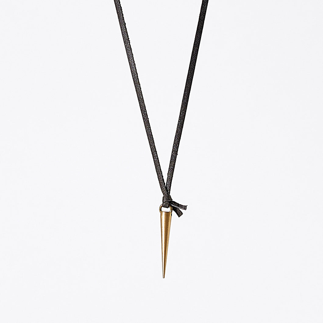 strapped light pieces spike brass necklace #1