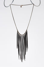 fringes leather black brass necklace #2
