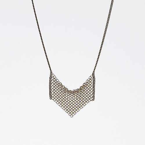 waterfall ring mesh brass necklace #4