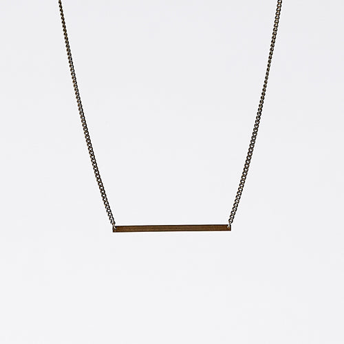 edgy beam horizontal brass necklace #1 by ronijewelry