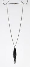 fringes leather black brass necklace #3