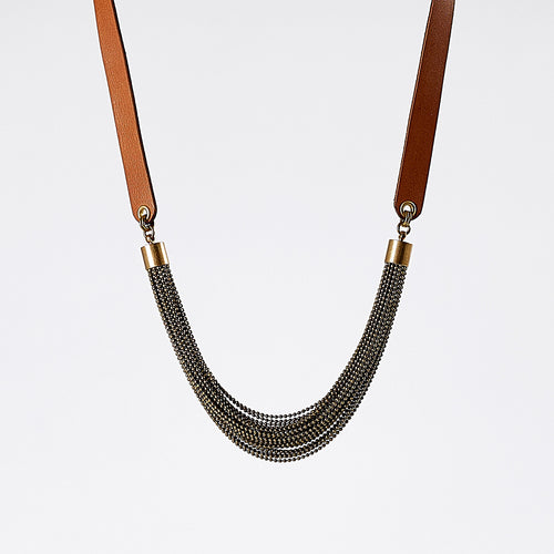 strapped messy L brass necklace #2