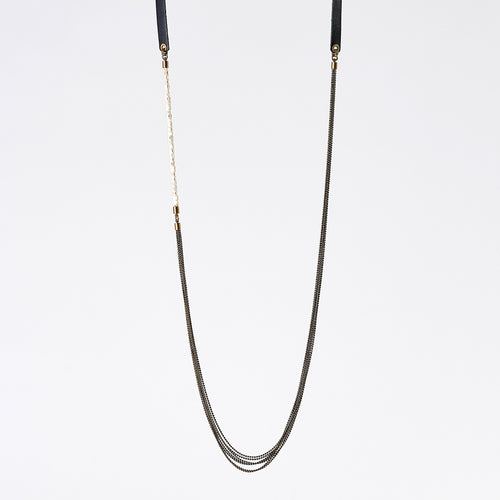 strapped messy S fishbone brass necklace #1