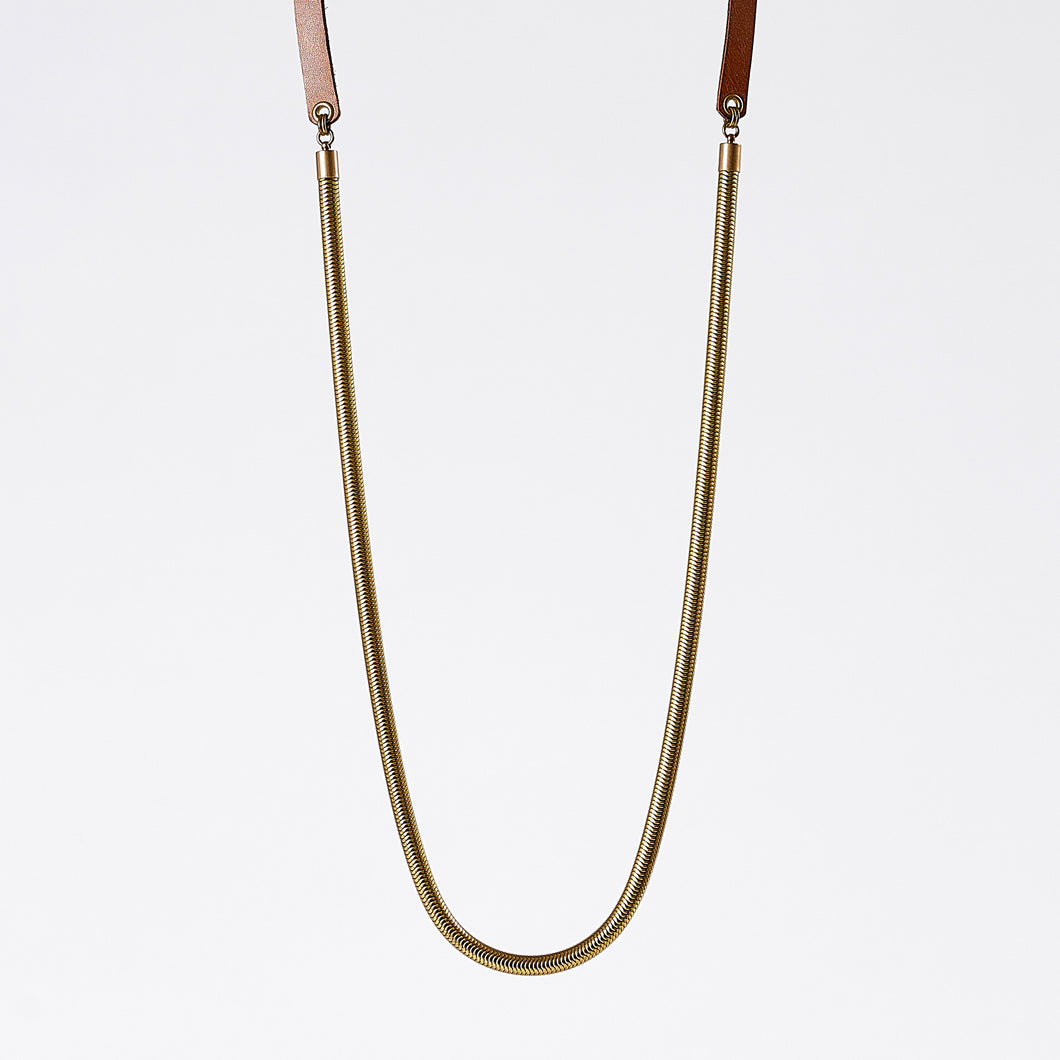 strapped snake chain brass necklace #1