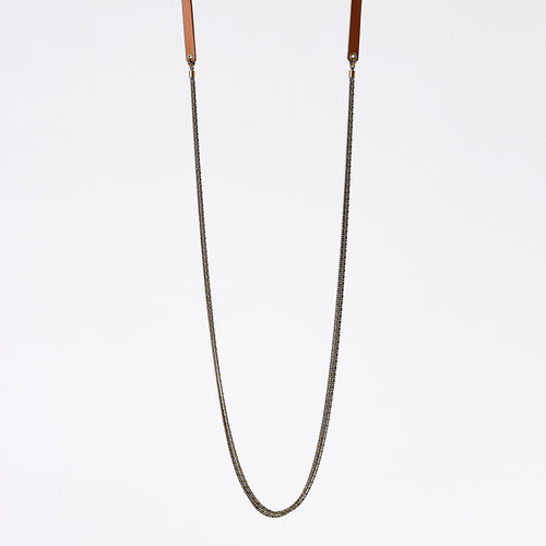 strapped messy S brass necklace #2