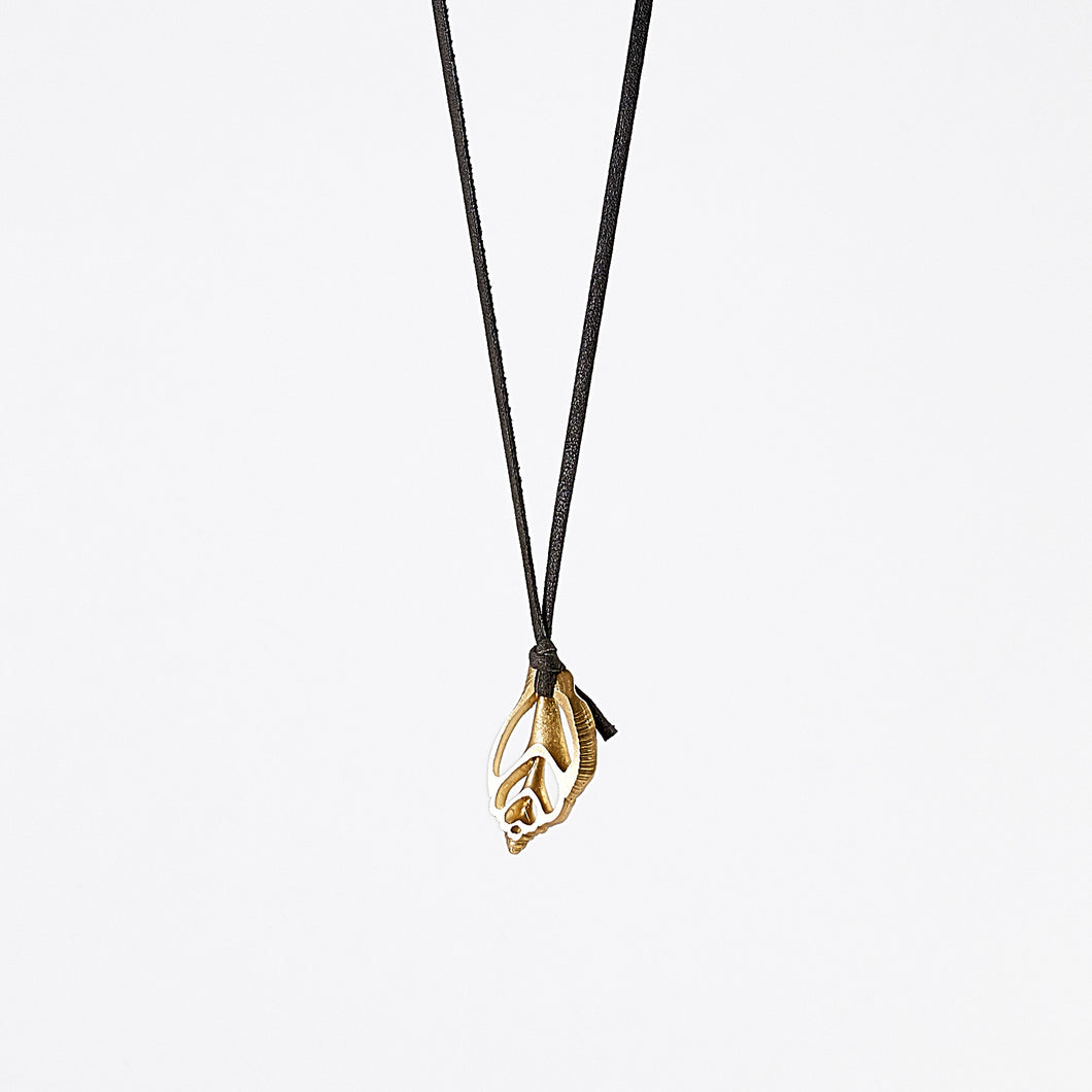 strapped light shell brass necklace #1