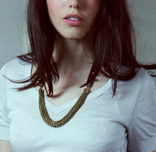 strapped messy L spike brass necklace #1