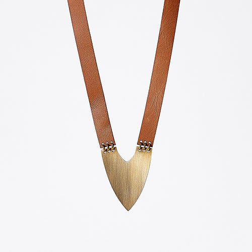 strapped edgy brass necklace #2