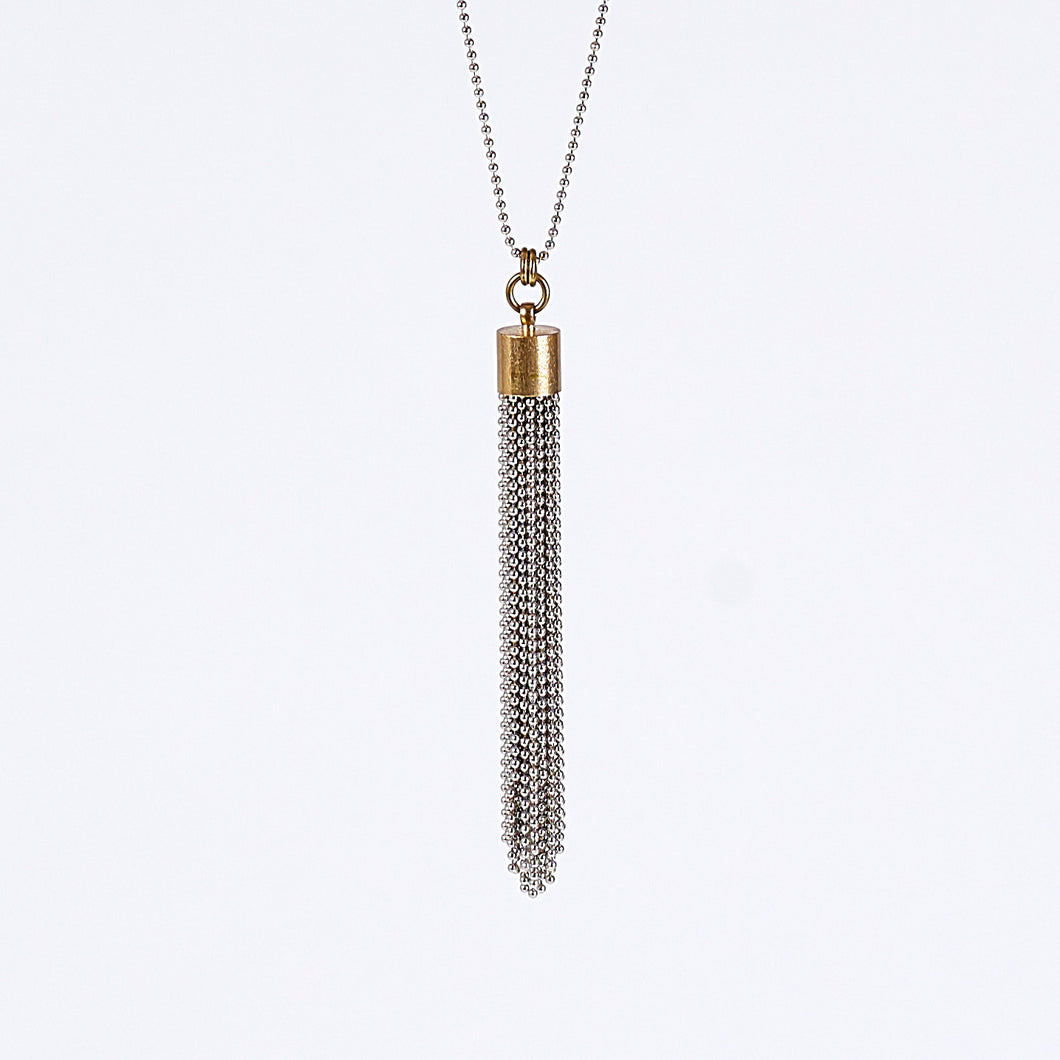 tassel ball chain L brass necklace #1