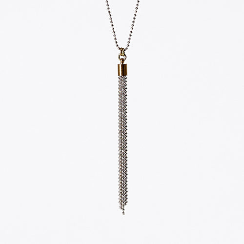 tassel ball chain S brass necklace #1
