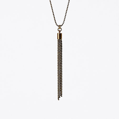 tassel ball chain S brass necklace #3