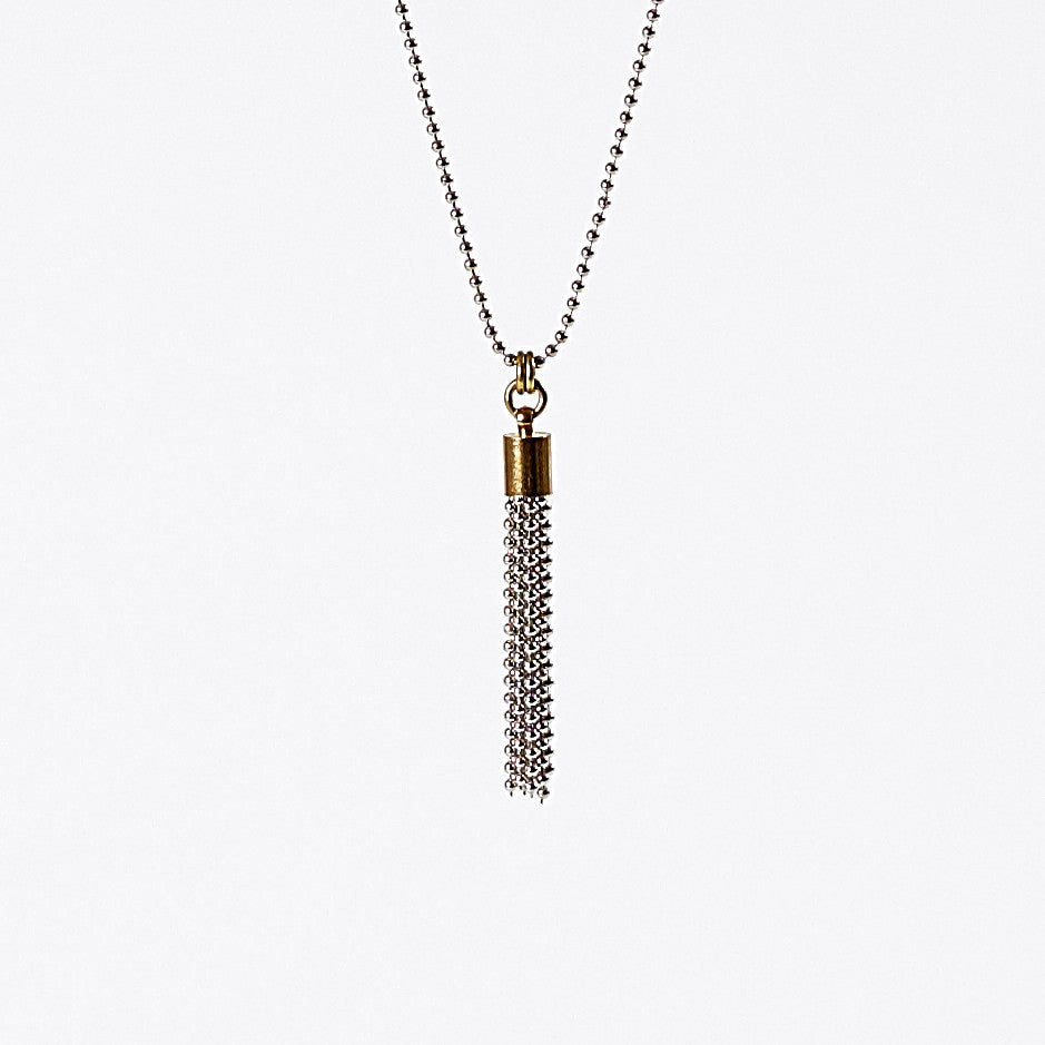 tassel ball chain S brass necklace #4