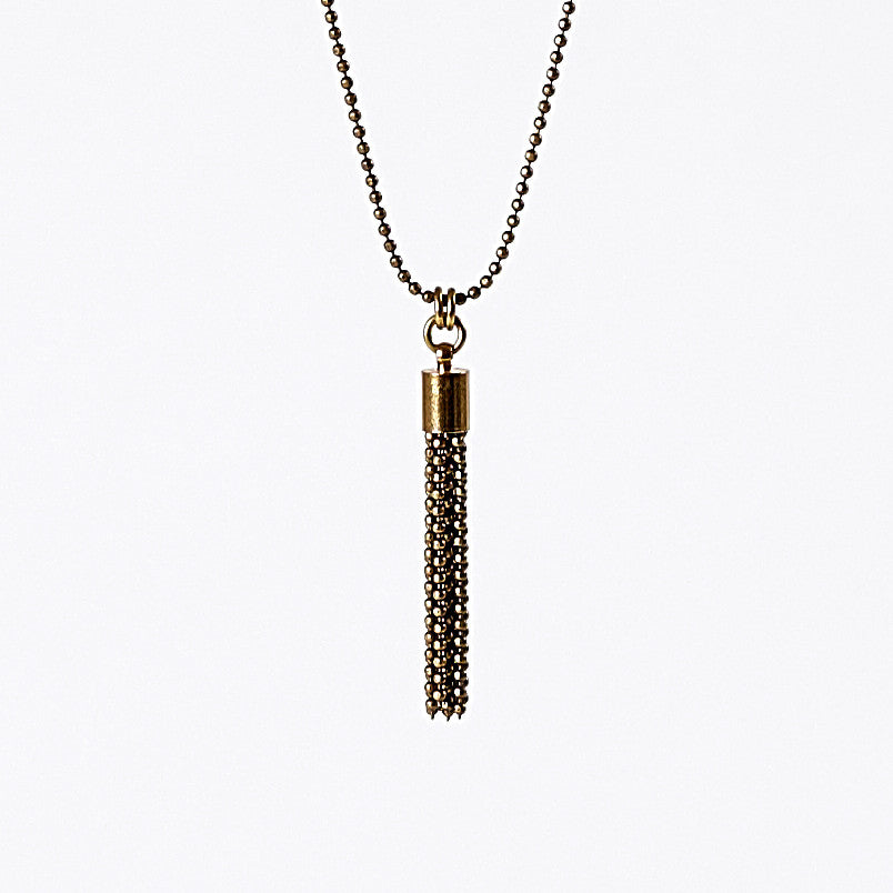 tassel ball chain S brass necklace #6