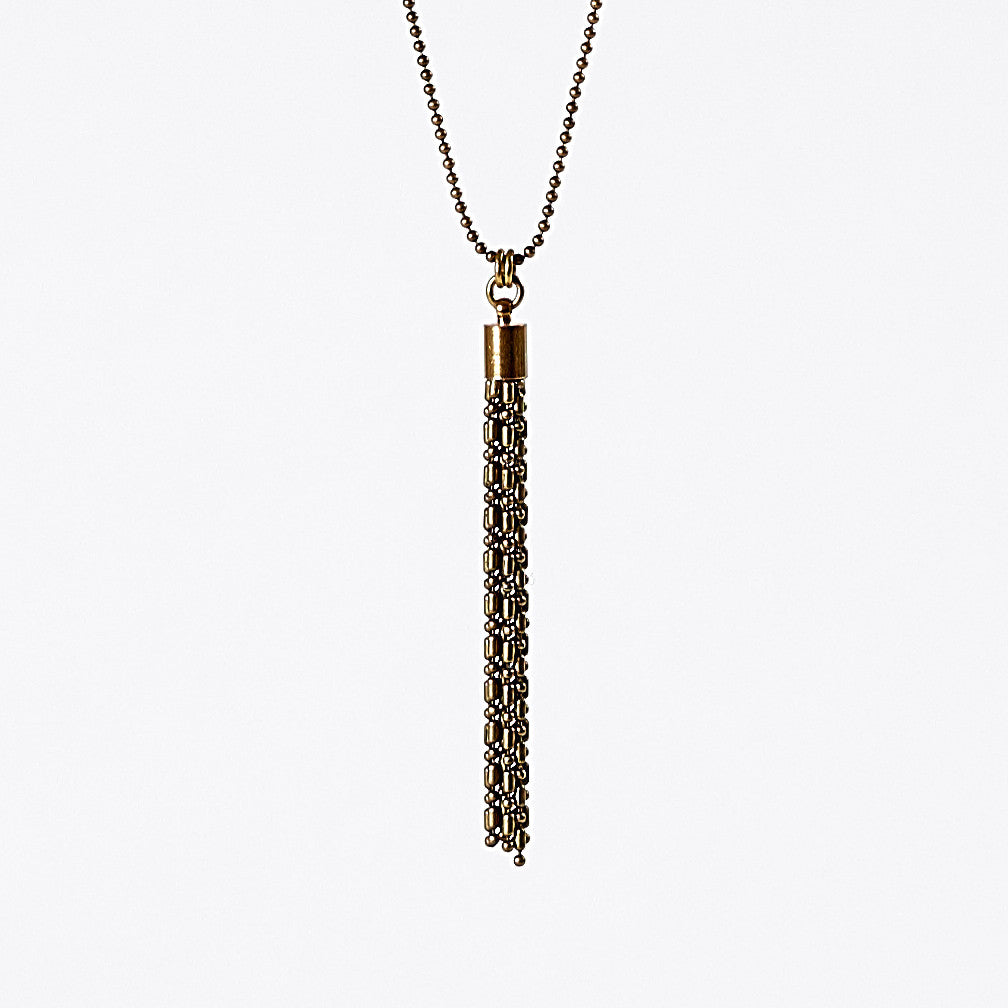 tassel ball chain S brass necklace #7