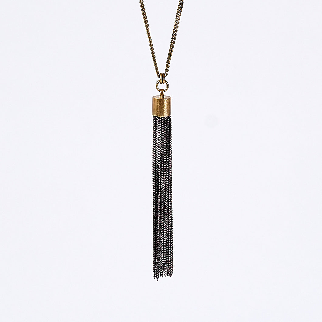 tassel curb chain L brass necklace #1
