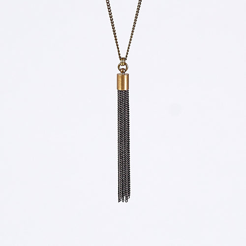tassel curb chain M brass necklace #1