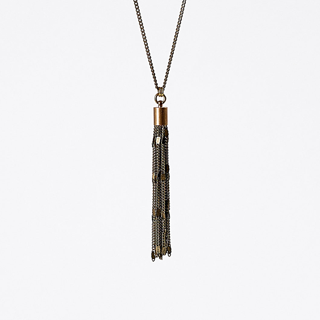 tassel curb chain M brass necklace #2