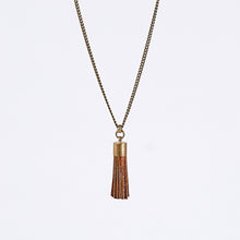 tassel leather L brass necklace #1